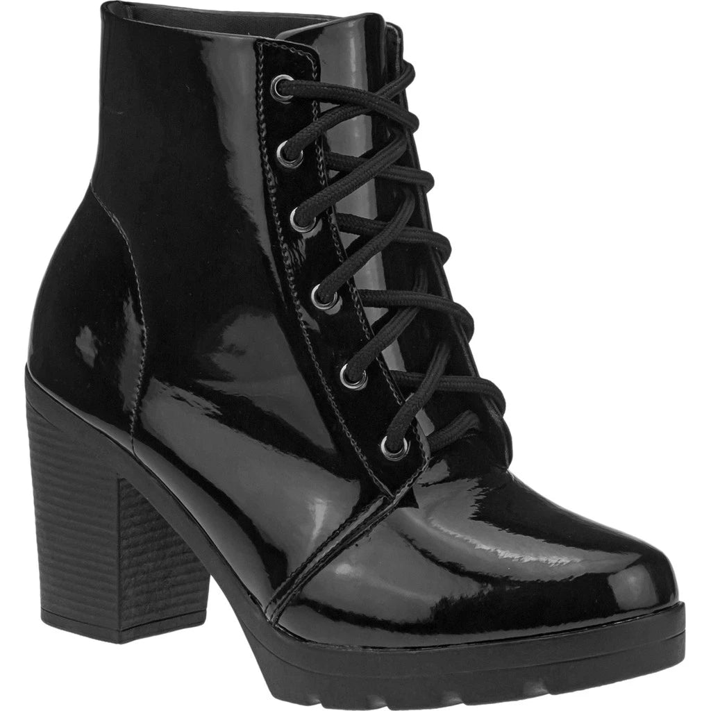 Bota Feminina GS Conforto Coturno Cano Curto Salto Médio Grosso