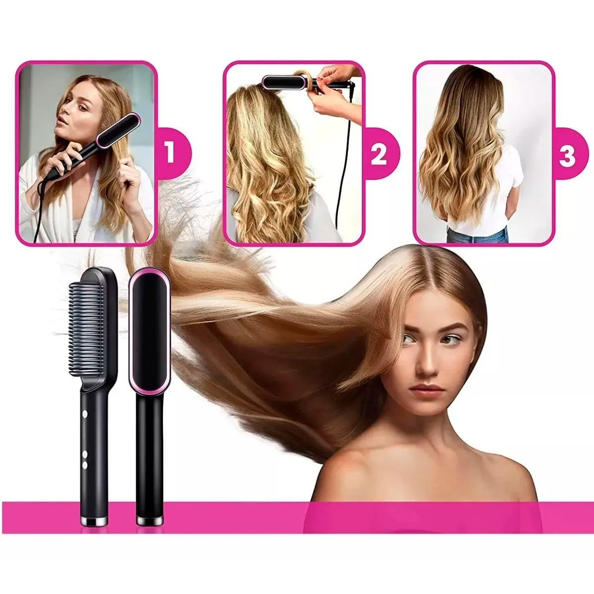 Escova De Cabelo Elétrica e Alisador bivolt GS.