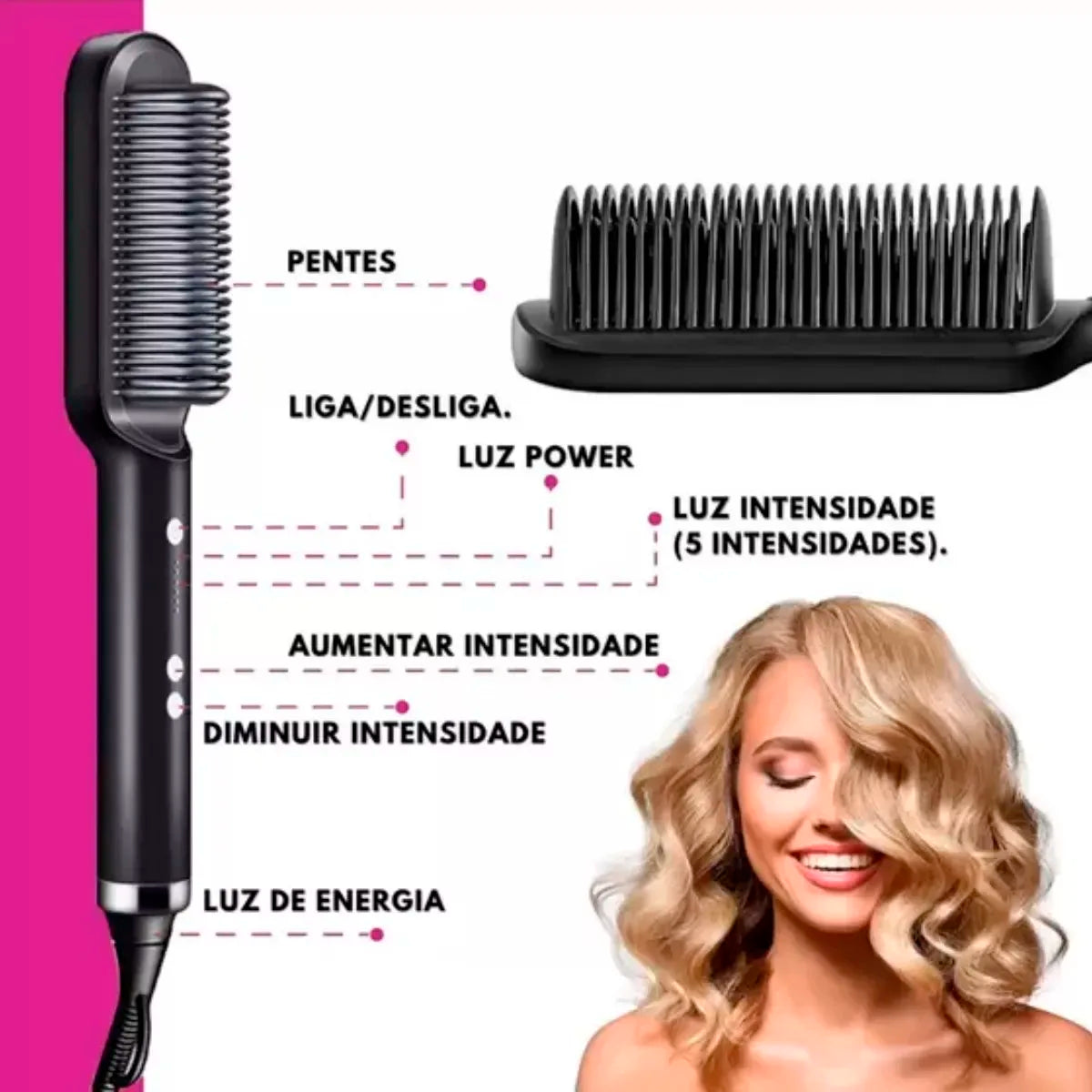 Escova De Cabelo Elétrica e Alisador bivolt GS.