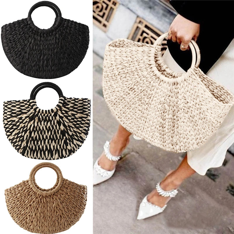 Bolsa Feminina de Tecido Rattan e Vime Natty Gabeiastore.